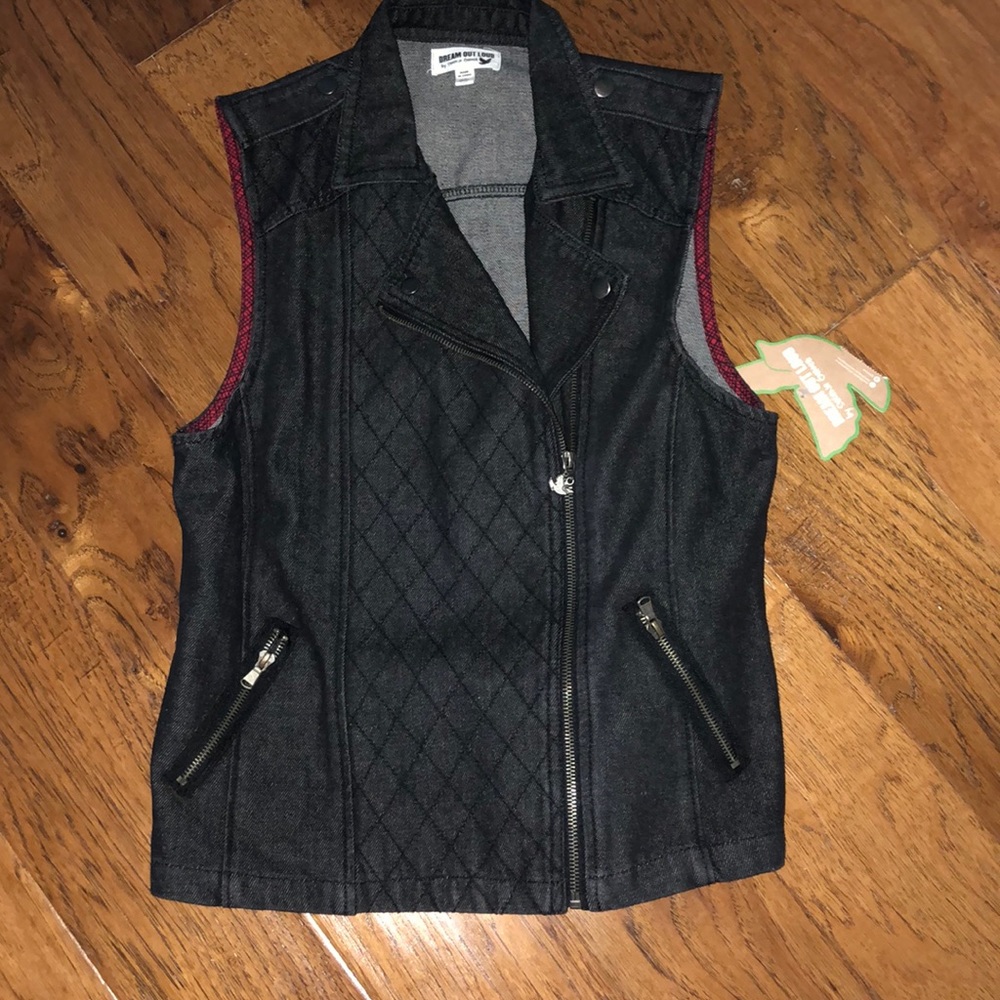 Sleeveless denim biker jacket